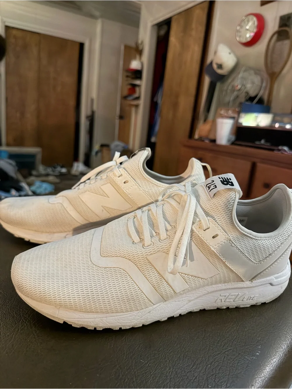 New Balance All-White Mesh Athletic Sneakers
